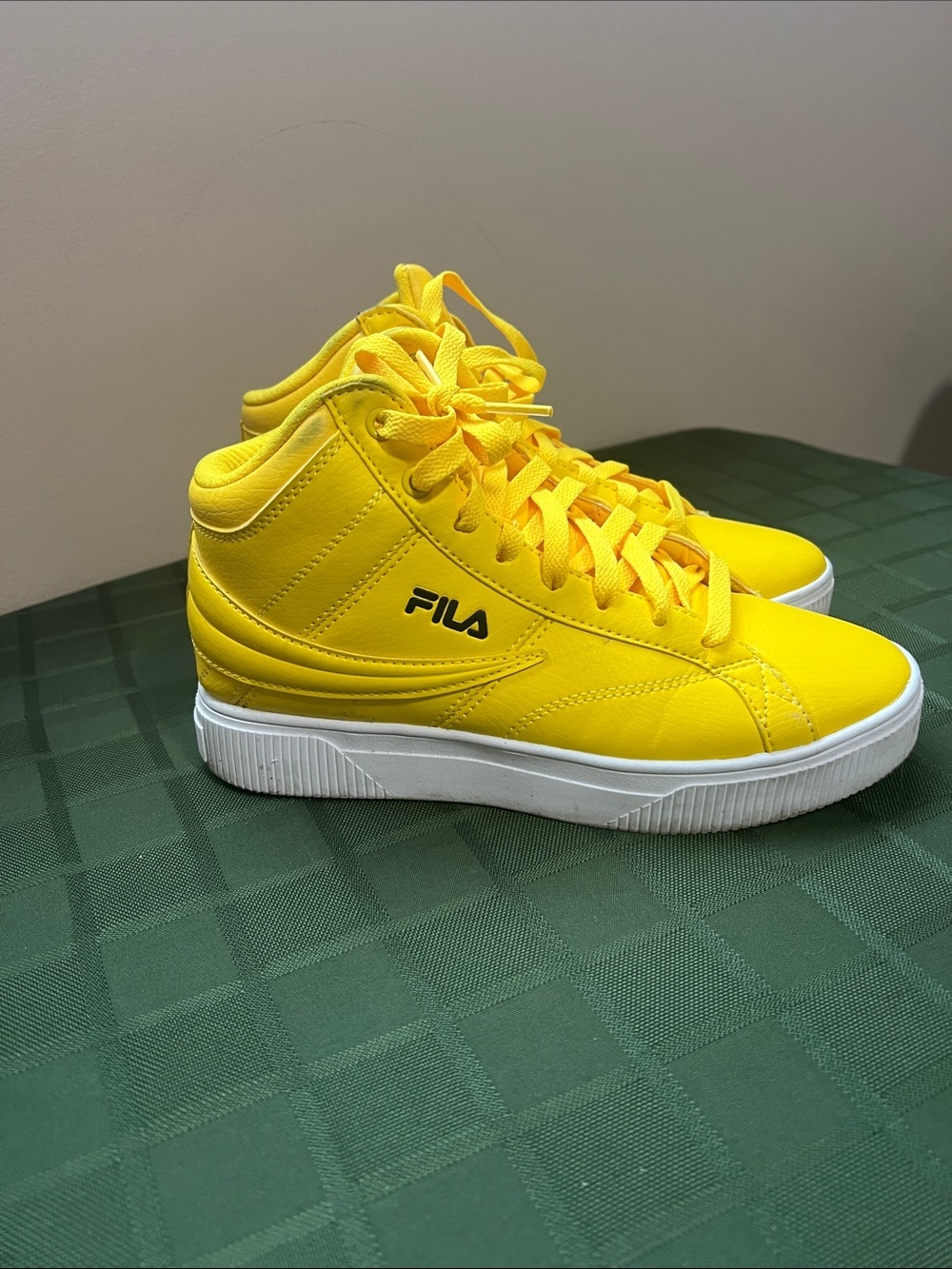 FILA Yellow High-Top Sneakers with White Sole